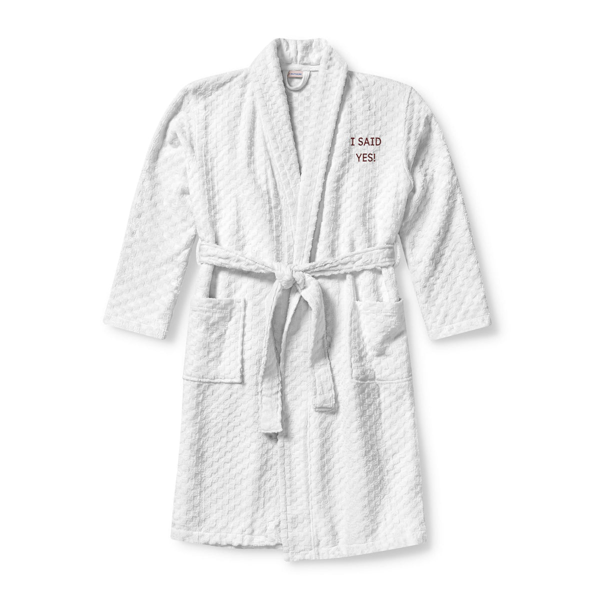 Embroidered Terry Shawl Robe – Cozy Spa Bathrobe with 'SWEET YES' Text