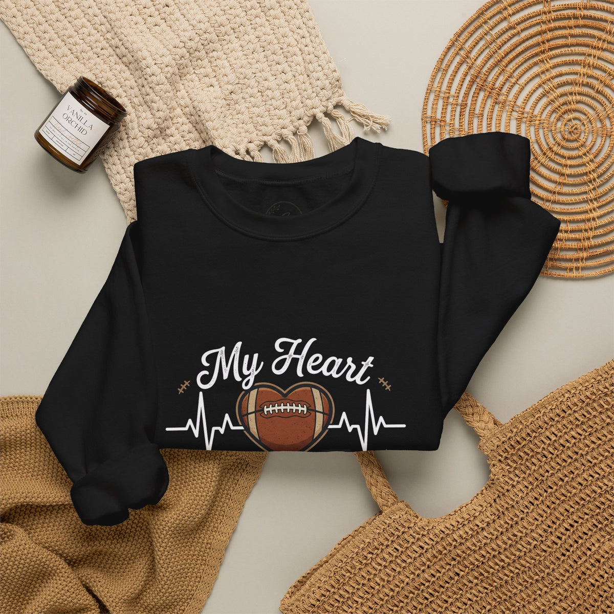 Friday Night Lights Football Crewneck Sweatshirt - "My Heart Belongs Under Those Friday Night Lights"