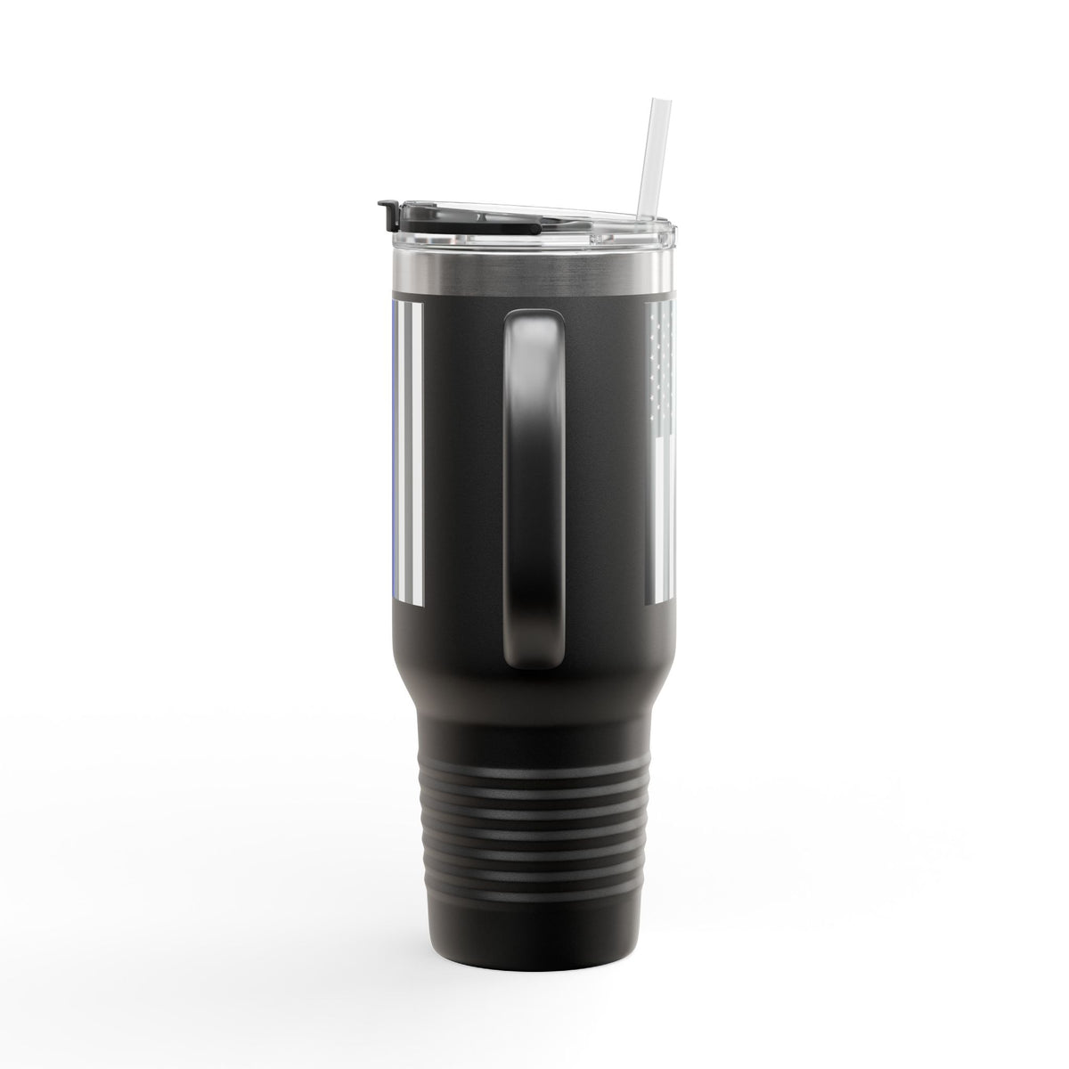 40oz Insulated Travel Mug — Thin Blue Line Flag Tumbler (Law Enforcement Support)