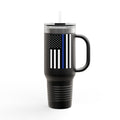 40oz Insulated Travel Mug — Thin Blue Line Flag Tumbler (Law Enforcement Support)