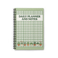 Daily Planner and Notes Spiral Notebook – Green Gingham Succulent Journal