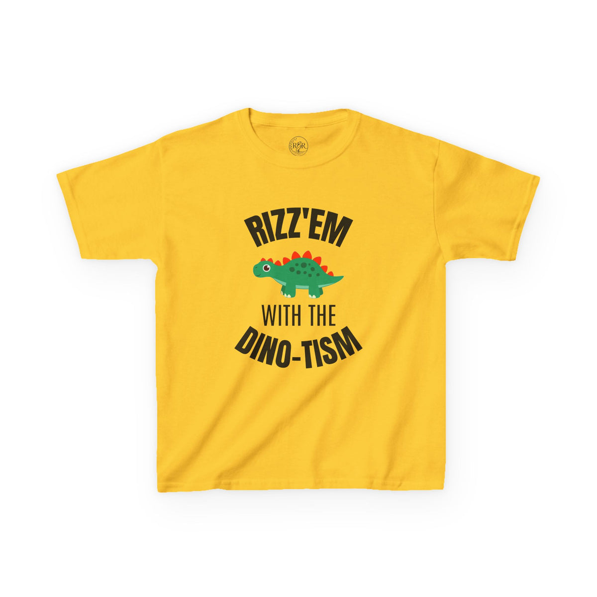 Kids Tee — "Rizz 'Em With the Dino-tism" Cute Dinosaur Graphic Shirt