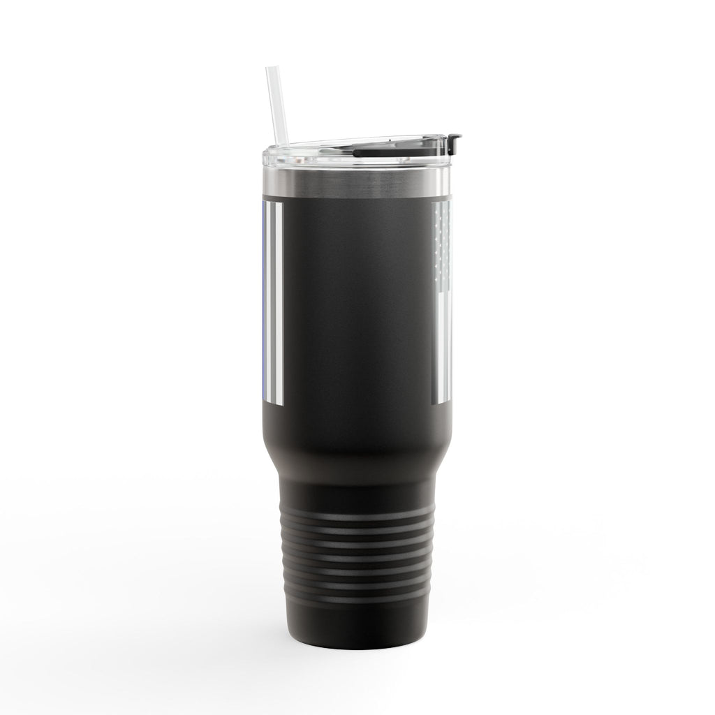 40oz Insulated Travel Mug — Thin Blue Line Flag Tumbler (Law Enforcement Support)
