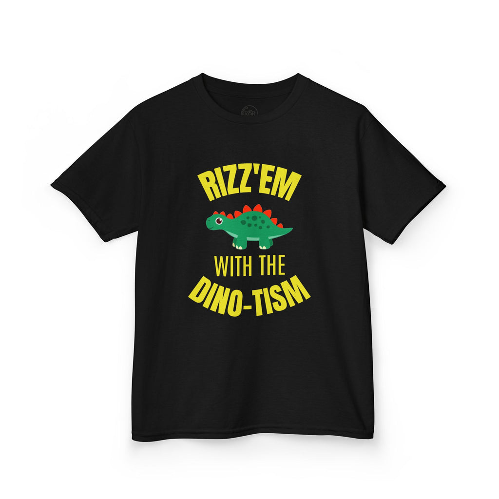 Kids Tee — "Rizz 'Em With the Dino-tism" Cute Dinosaur Graphic Shirt