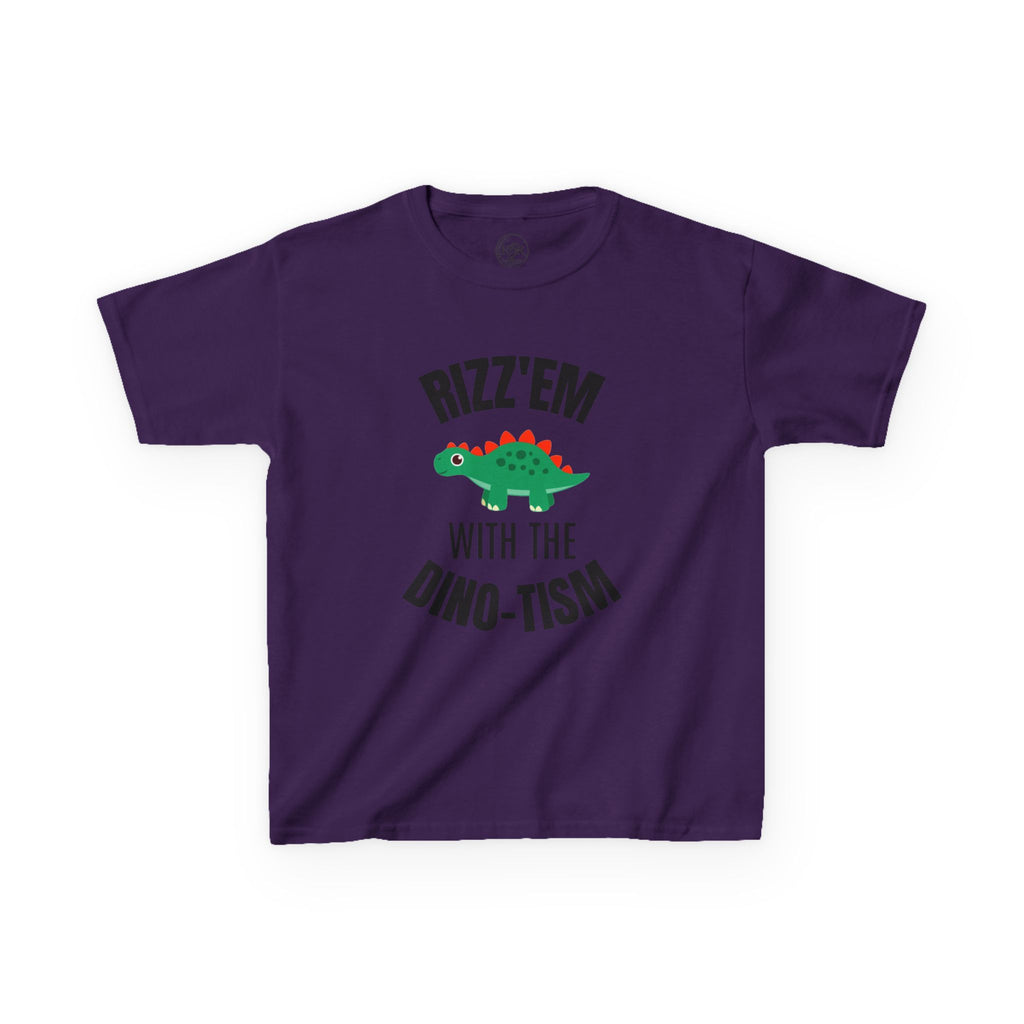 Kids Tee — "Rizz 'Em With the Dino-tism" Cute Dinosaur Graphic Shirt
