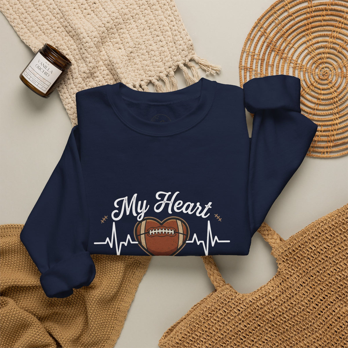 Friday Night Lights Football Crewneck Sweatshirt - "My Heart Belongs Under Those Friday Night Lights"