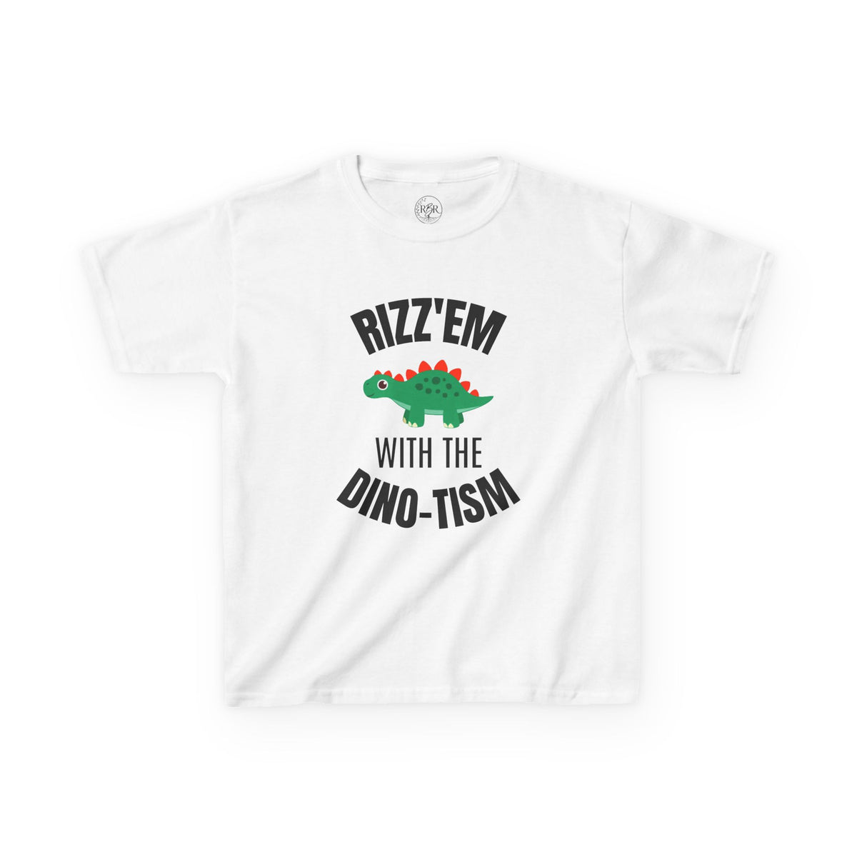 Kids Tee — "Rizz 'Em With the Dino-tism" Cute Dinosaur Graphic Shirt